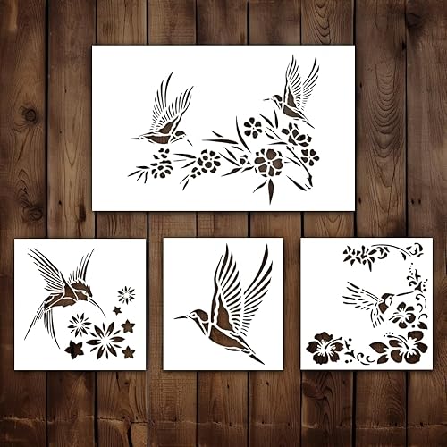 Miniatura 1 de Plantilla de colibrí  Impresionante arte callejero inspirador, graffiti, primavera, naturaleza, pájaro, plantillas de colibrí para pintar en madera,