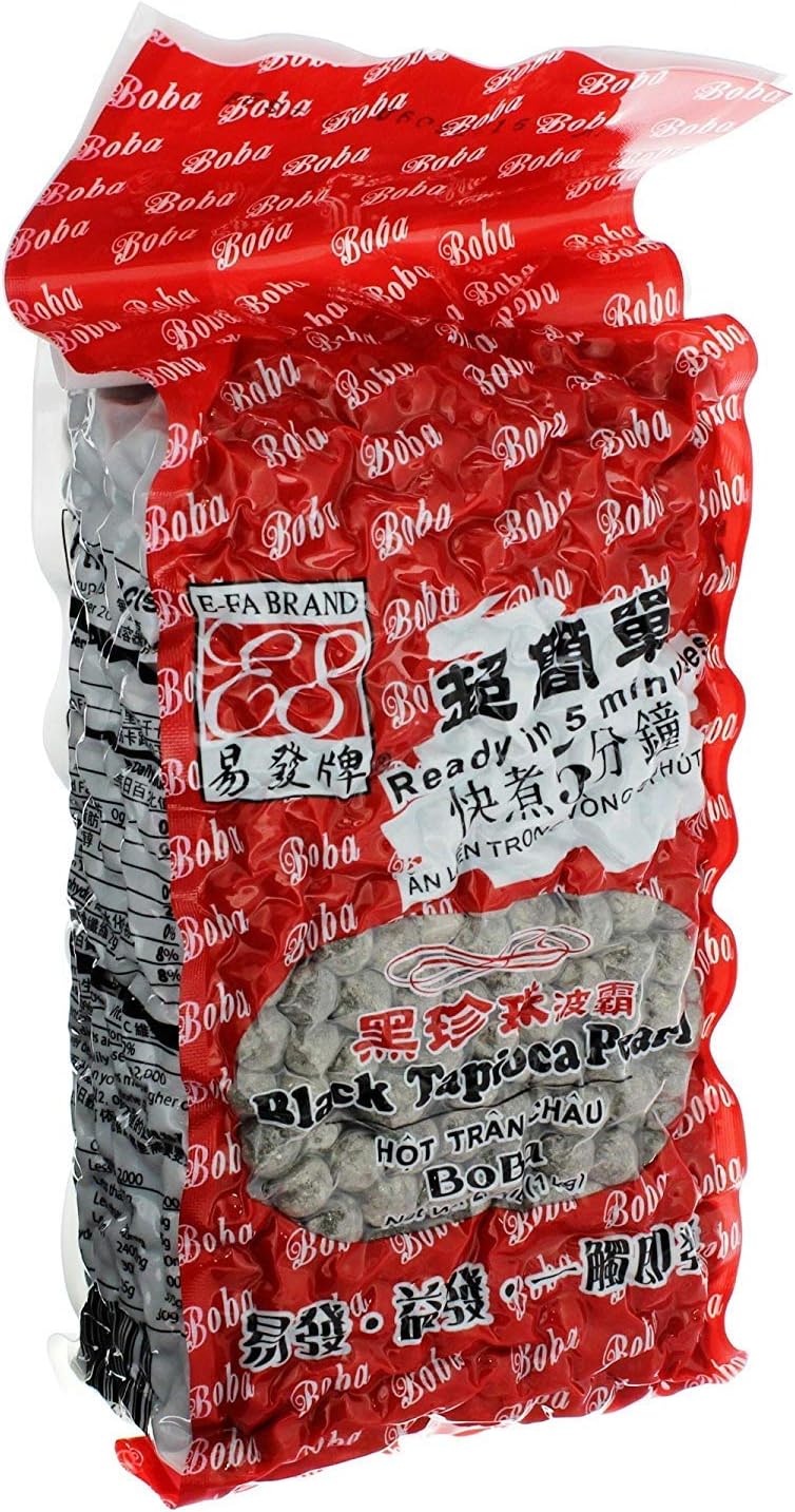 EFA Black Bubble Tea Boba Tapioca Pearl 2.2LB (Pack of 2)