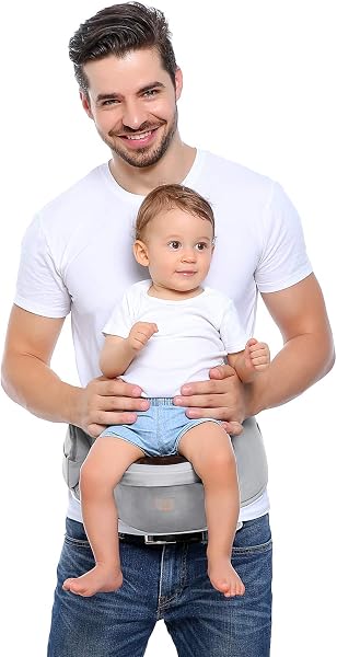 GAGAKU Baby Hüftsitz Leichte Taille Hocker 4 Tragepositionen für Kinder 0-36 Monate Neugeborenes - Grau - 2