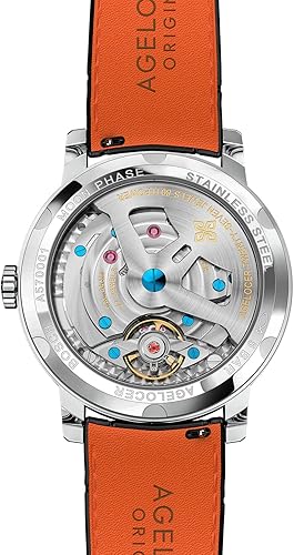 Miniatura 4 de Agelocer Reloj original para hombre con esfera de reloj de fase lunar 3D, reloj mecánico automático de lujo para negocios, citas, casual, viene con