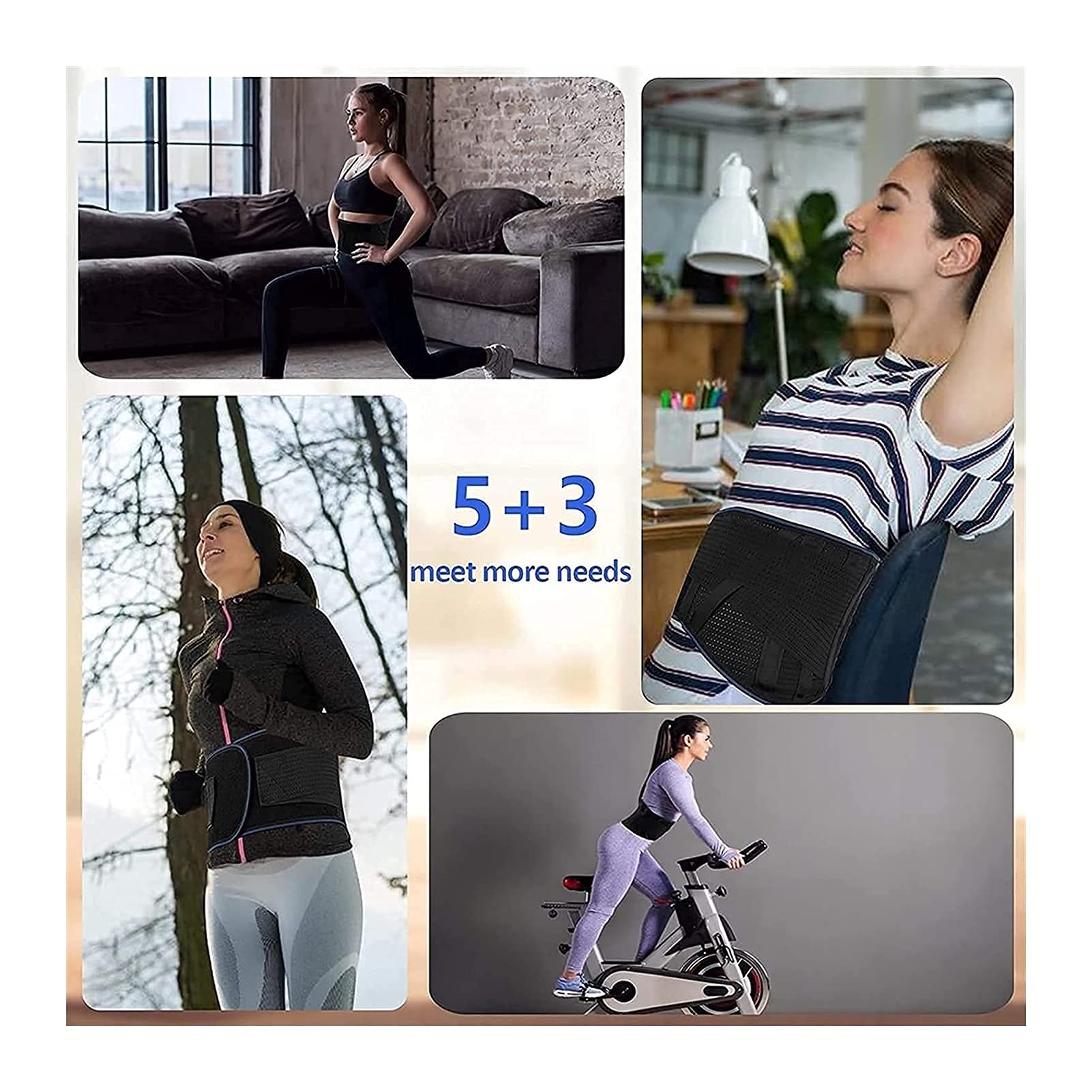 Tirantes para la Espalda Soporte Lumbar Inferior para Hombres y Mujeres, cinturón de Soporte Ajustable para la Espalda con Almohadilla Lumbar de Malla Transpirable para aliviar el Dolor ()