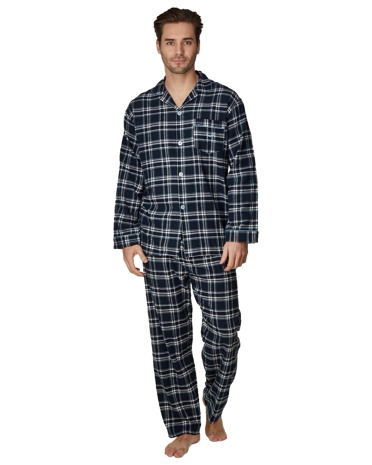 Undercover Haigman Brushed Cotton Pyjamas 7493-3 Black/Navy/Blue Check 2XL