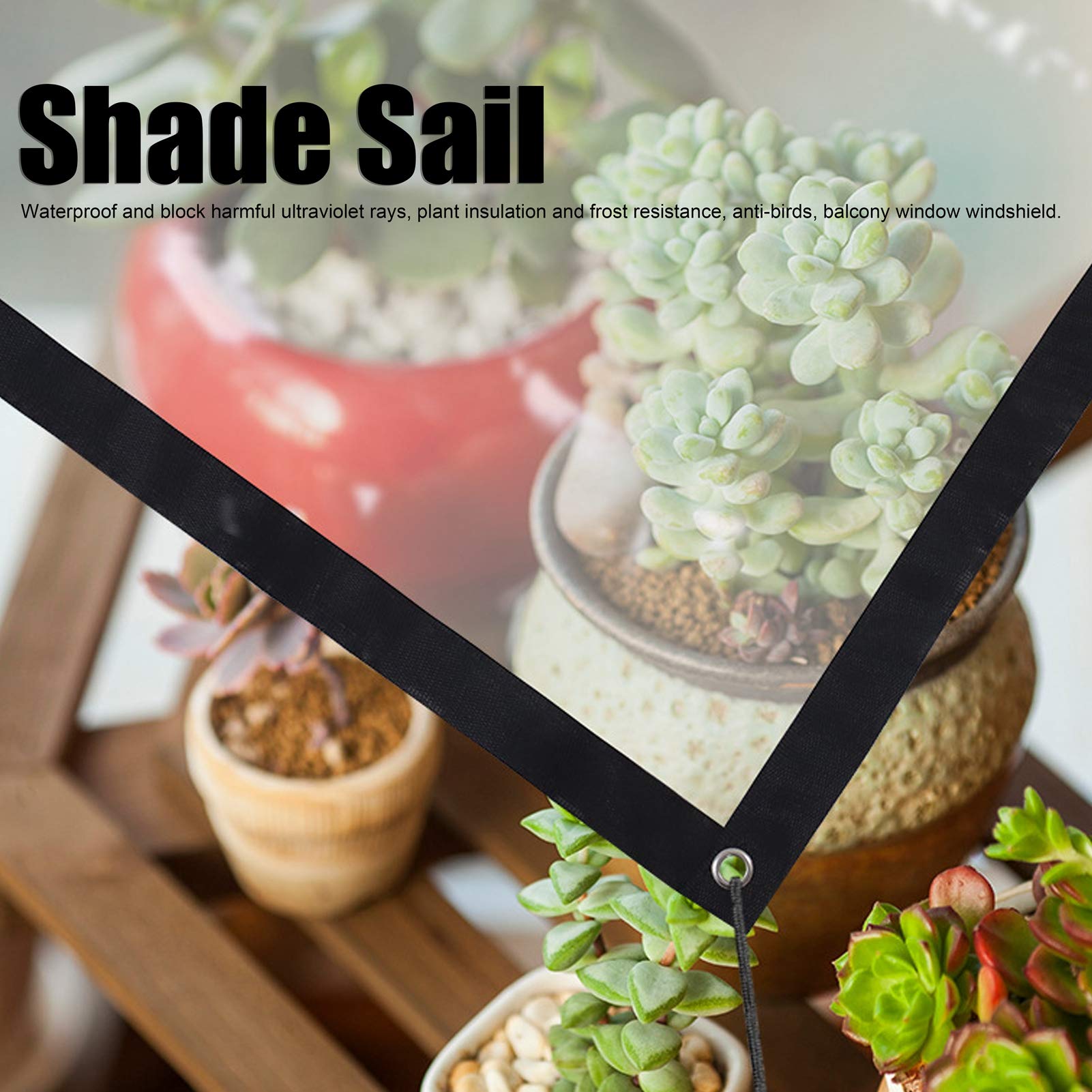 Restokki Balcony Cover, Balcony Shade, 1mx2m Rain Tarp, Transparent Cover Shade Sail Garden Bonsai Succulent Plants Patio Covers for Shade and Rain