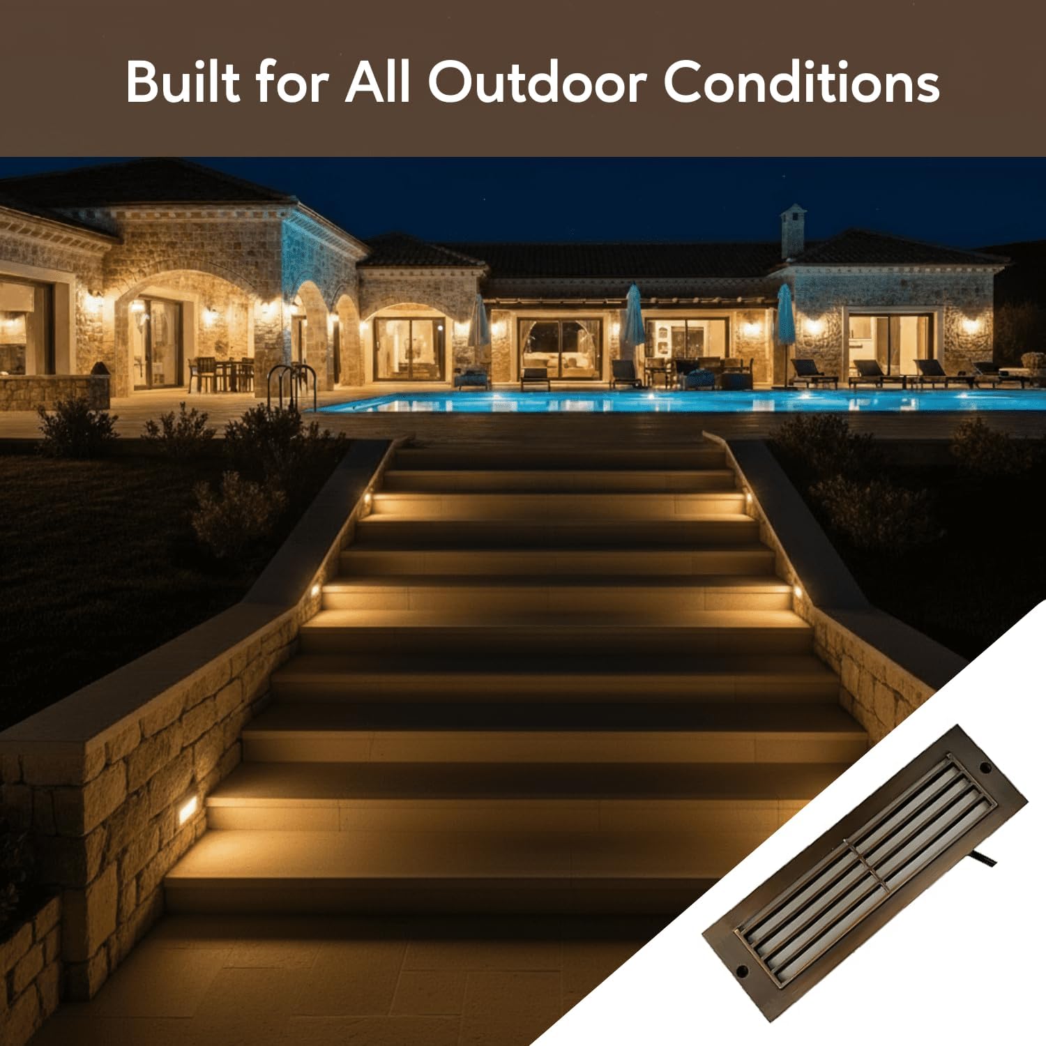 Ironsmith Lighting Products LED Step Light Antique Bronze and Brass Construction, Low Voltage, Easy Installation, Oil Rubbed Bronze Finish Outdoor Step Light with Integrated LED