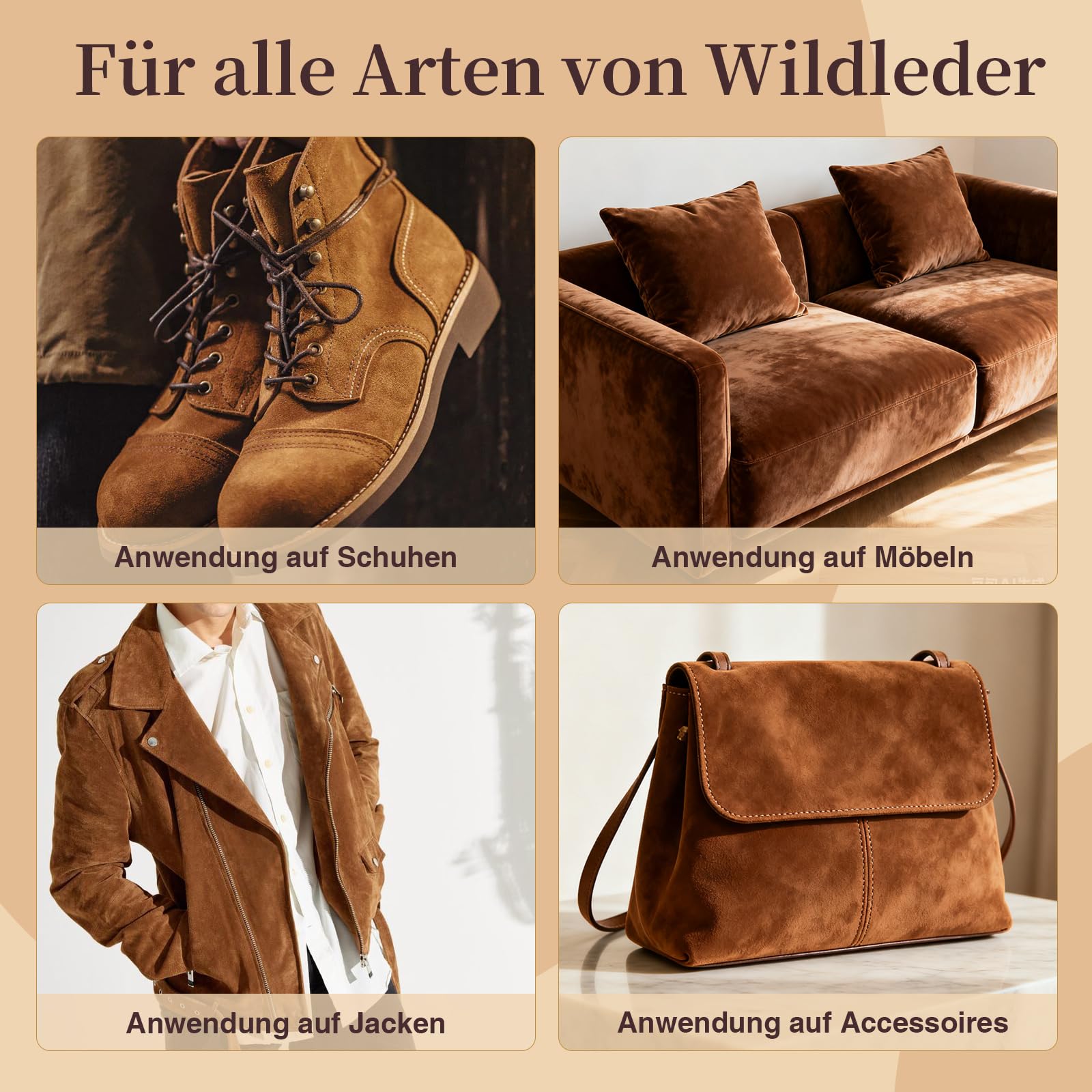 Wildleder- und Nubuk-Pflegeset: Reiniger, Schutz, Wildlederbürste und -radierer: Reinigen, schützen und restaurieren Sie Schuhe, Stiefel, Uggs, Möbel, Jacken, Taschen und Kleidung. Sicher für jede Far