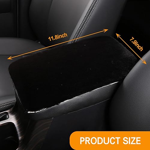 Miniatura 2 de 1 alfombrilla para reposabrazos de automóvil, 11.8 x 7.8 pulgadas, funda de caja de reposabrazos central de felpa de conejo de imitación, cojín