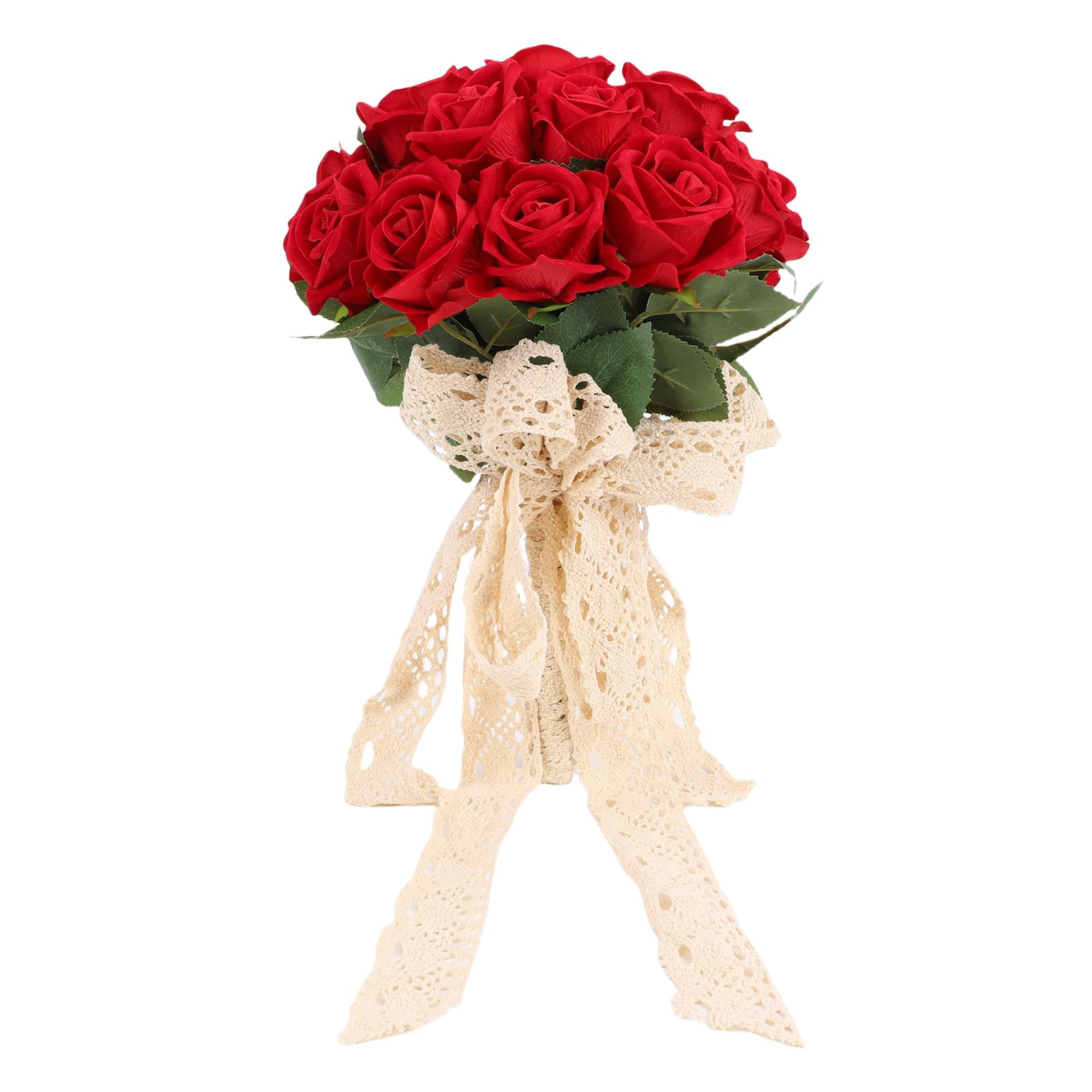 Bouquet da sposa artificiale Rose di seta realistiche a prova di sbiadimento (Rossa)