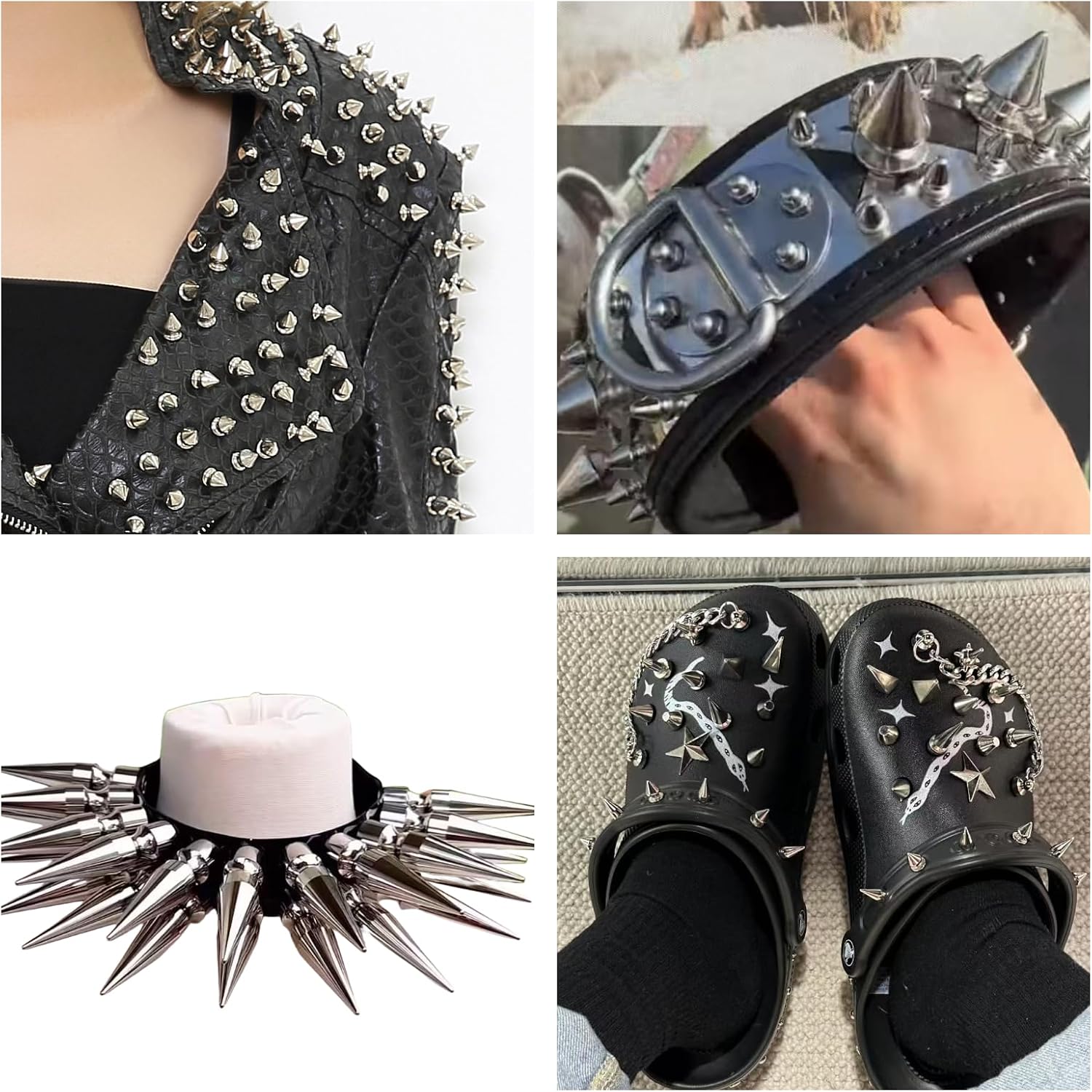 10 pcs 2.98in Large Tree Spikes Cone Shaped Metal Studs for Punk Rock Clothing Accessories and DIY Craft Decoration（Silver）