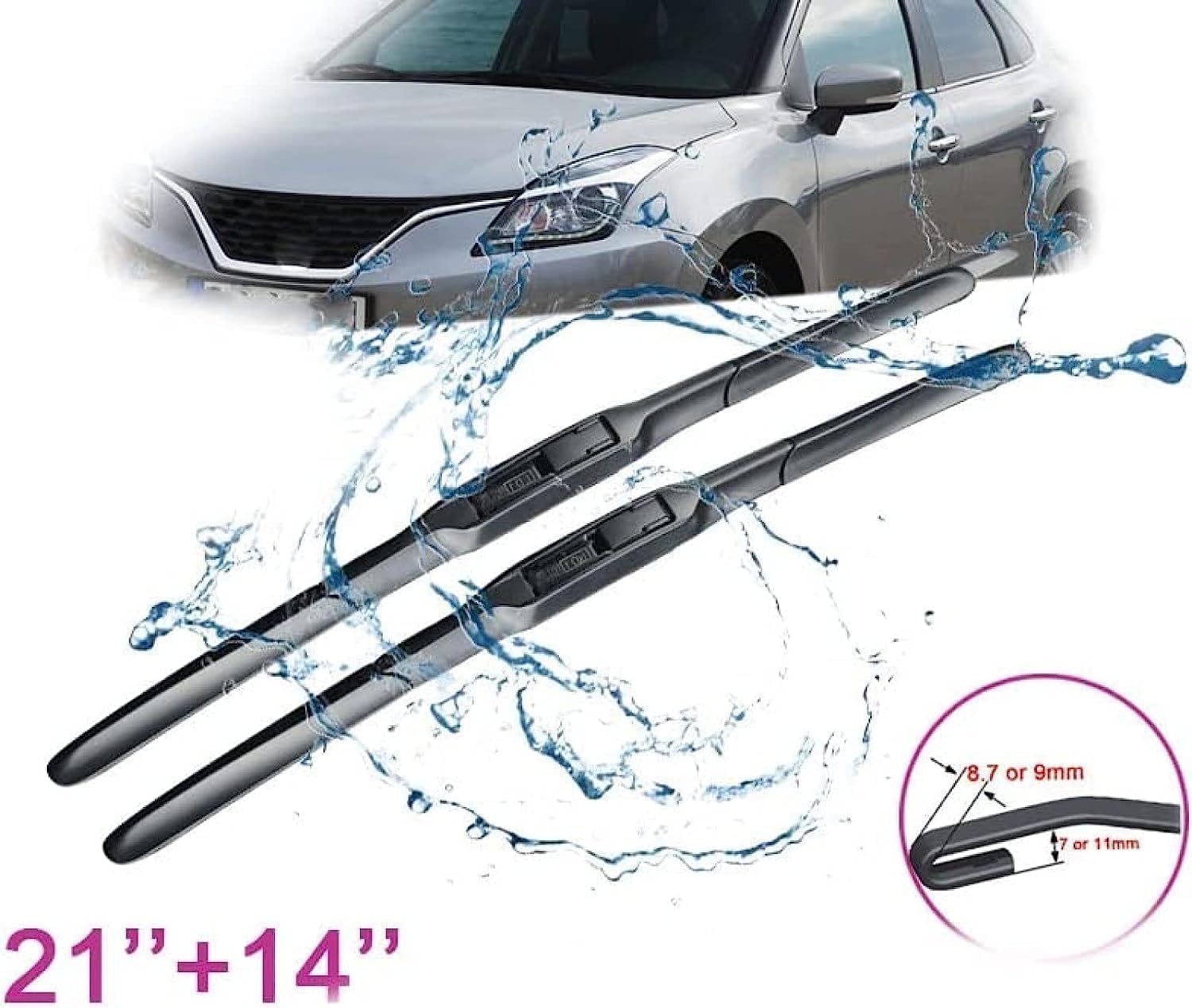 Oryginalny zestaw gumowa szyba wycieraczki do Suzuki Baleno 800 2014 2015 2016 2016 2017 2018 2019 2022 21" +14", wycieraczki samochodowe