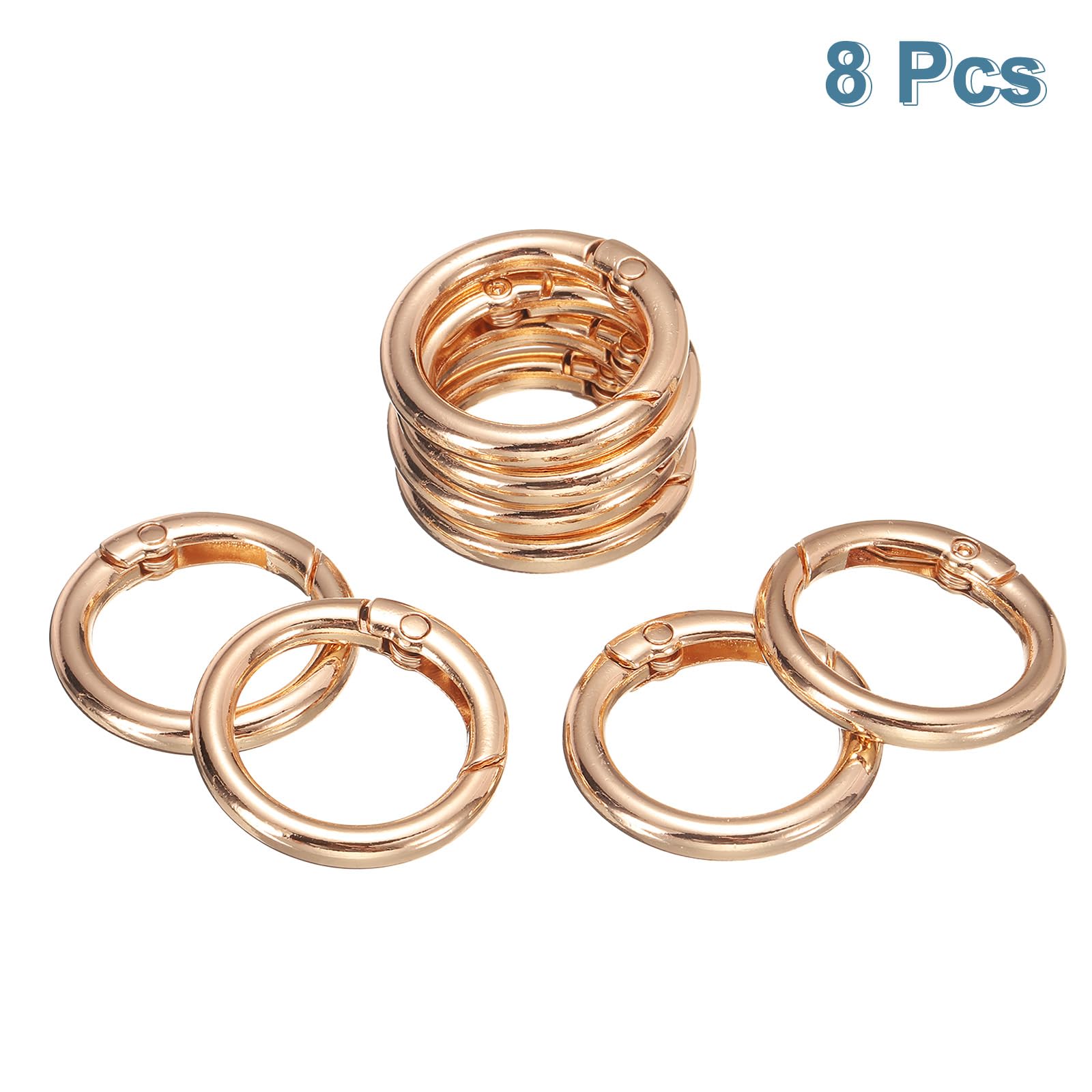 QUARKZMAN 8pcs Anillo de Resorte, 19mm O Ring Llavero Mosquetón Clip Hebilla Redonda Cierre de Metal Aleación Broche Accesorio para Senderismo Manualidades DIY Bolsa Decoración, Dorado