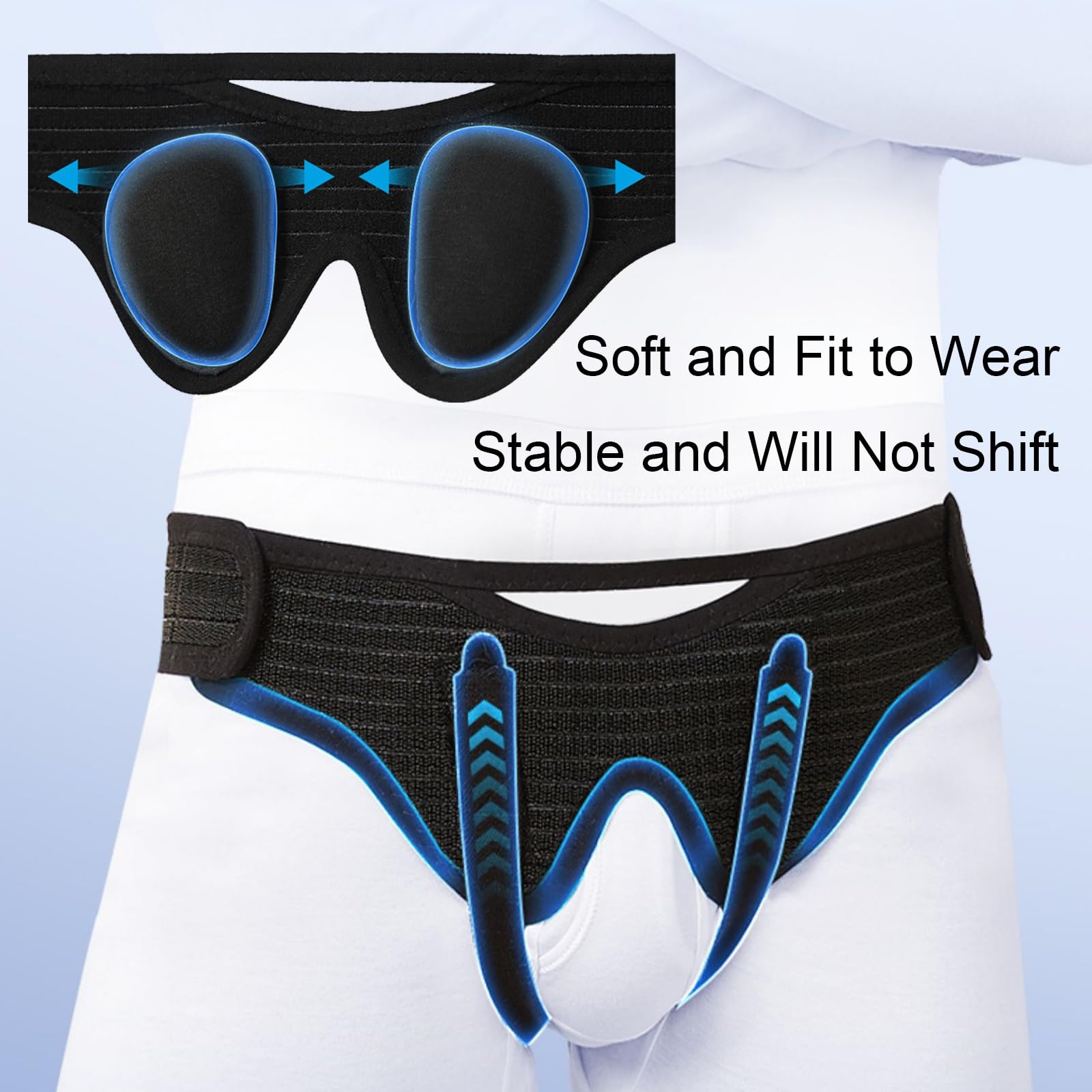 Hernia Belt for Double Inguinal with 2 Removable Compression Pads, Hernia Belt for Men and Women, Adjustable Waist Strap, Comfortable Material(Black,Small)