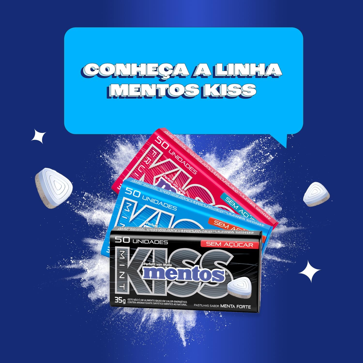 Pastilha Sem Açúcar Mentos Kiss Morango | 35g