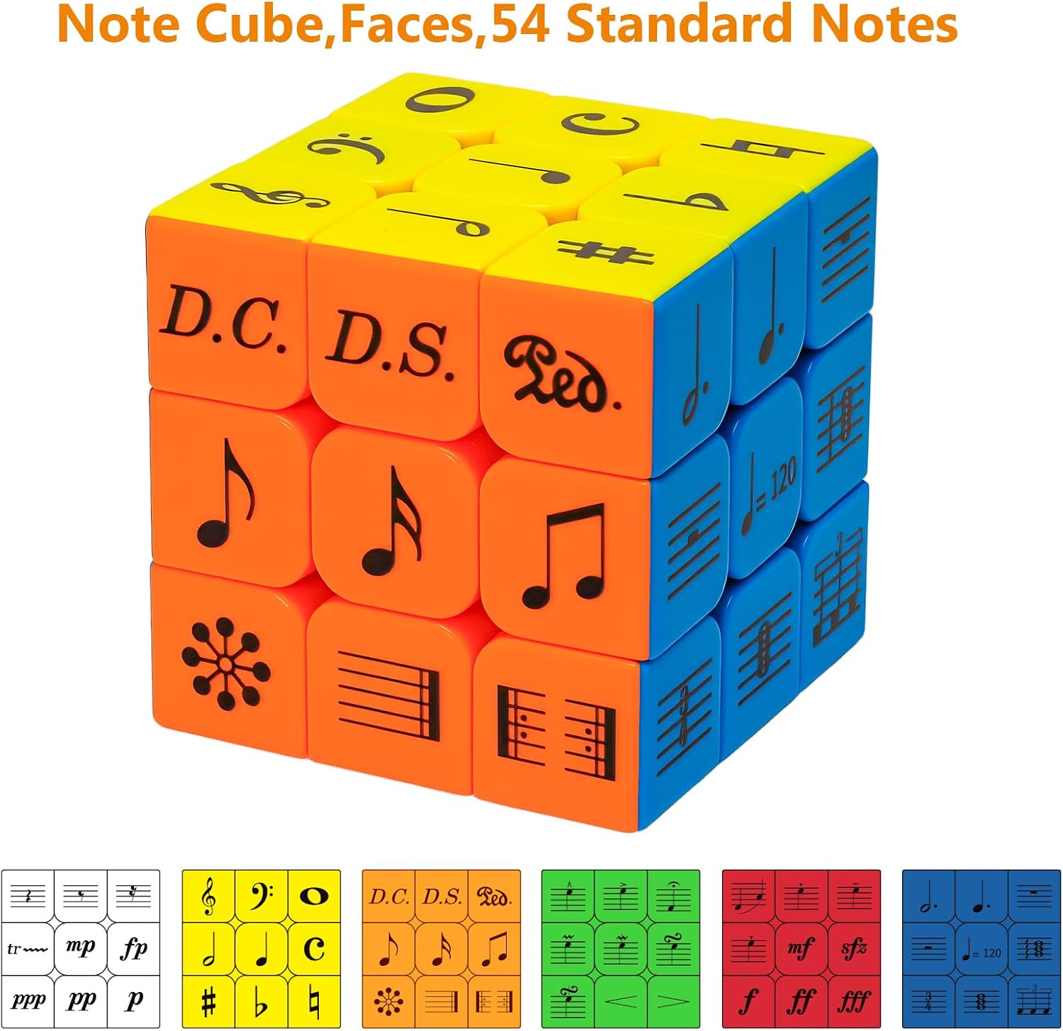 Speed Cube Music Notes Design Magic Cube Puzzle,IQ Games Puzzles Gift Music Lovers,5.8cm/2.3" image 2