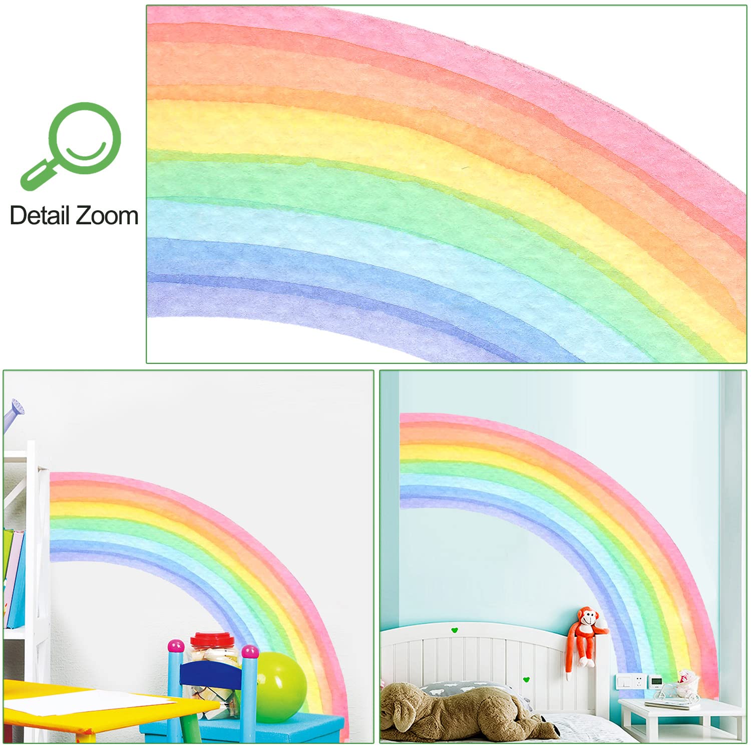 Amaonm Removable Large Boho Watercolor Half Rainbow Wall Stickers ...