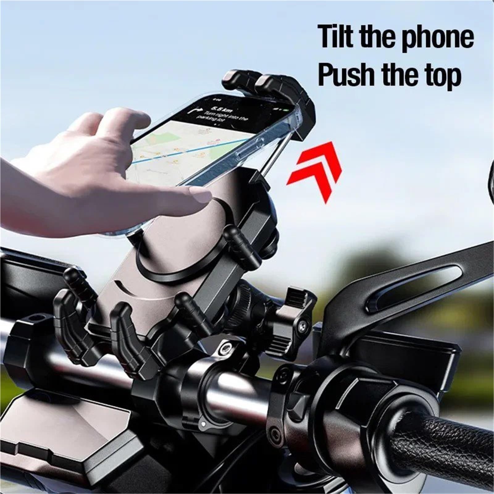 Soporte teléfono móvil Soporte Antirrobo para Teléfono Móvil De 5,4 A 7,2 Pulgadas, Resistente A Golpes, para Motocicleta, Bicicleta Y Navegación.