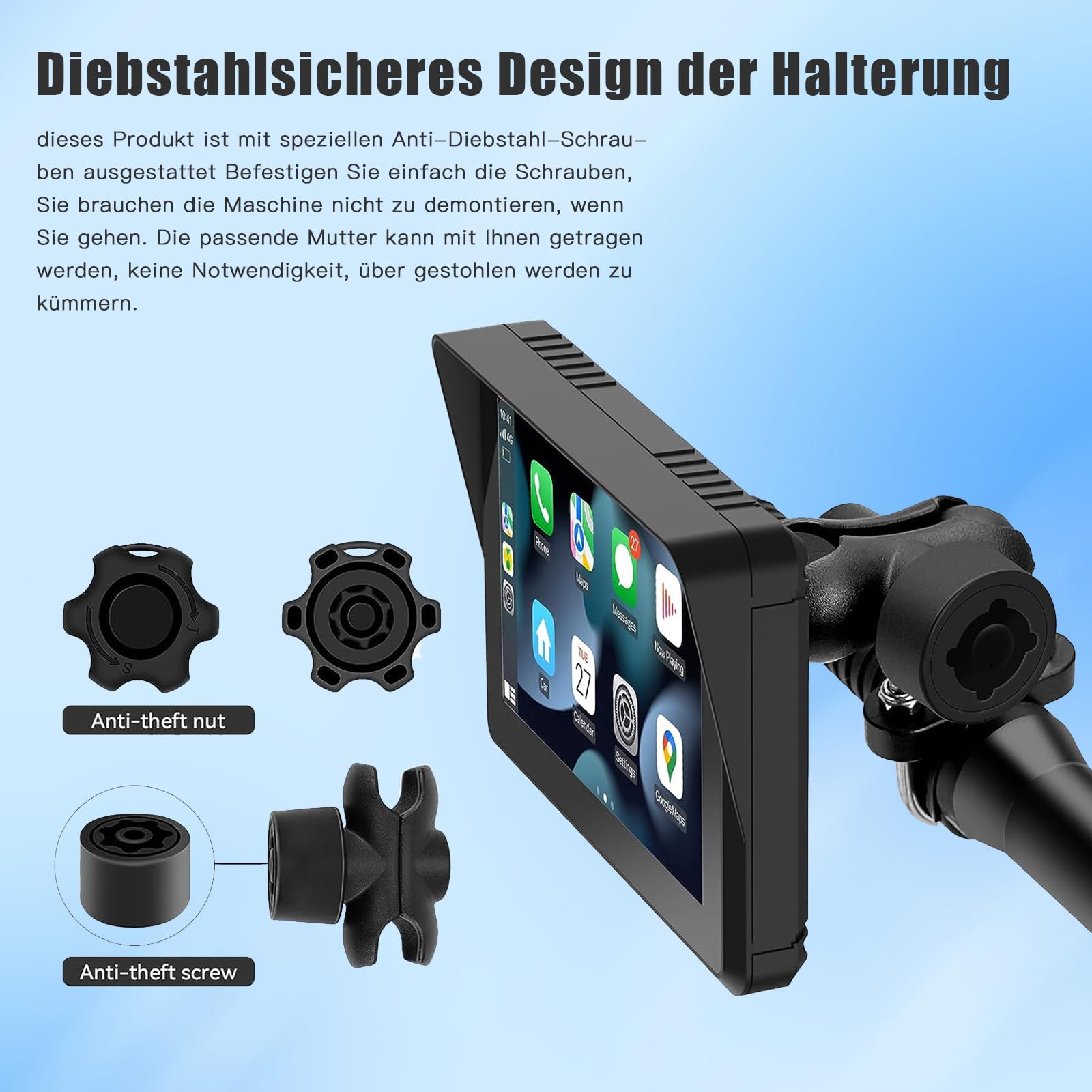 Moto Touch Screen CarPlay 5 Pollici GPS Portatile Wireless CarPlay Android Auto IPx7 Impermeabile Antifurto Siri Google Assistant