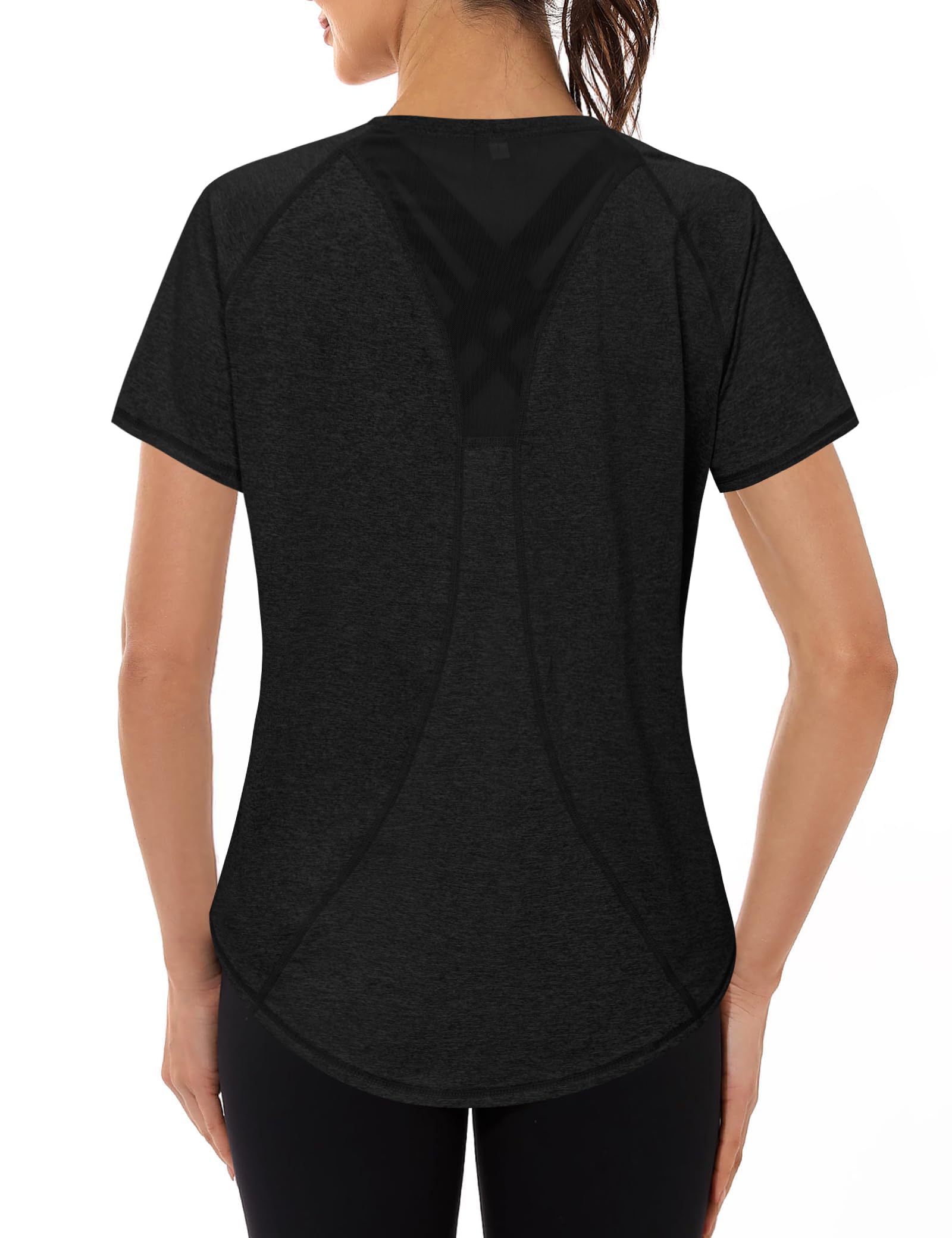 Gyabnw UV-Schutz Funktionsshirt Sportshirt Damen Atmungsaktiv Laufshirt Kurzarm Fitness Sport Oberteil Wandern Yoga