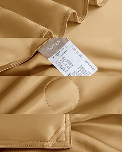 Miniatura 7 de THXSILK Manta 100% seda para camasofá, colcha acolchada de seda larga de grado superior, suave y acogedora (oro metálico, 53 x 70 pulgadas)