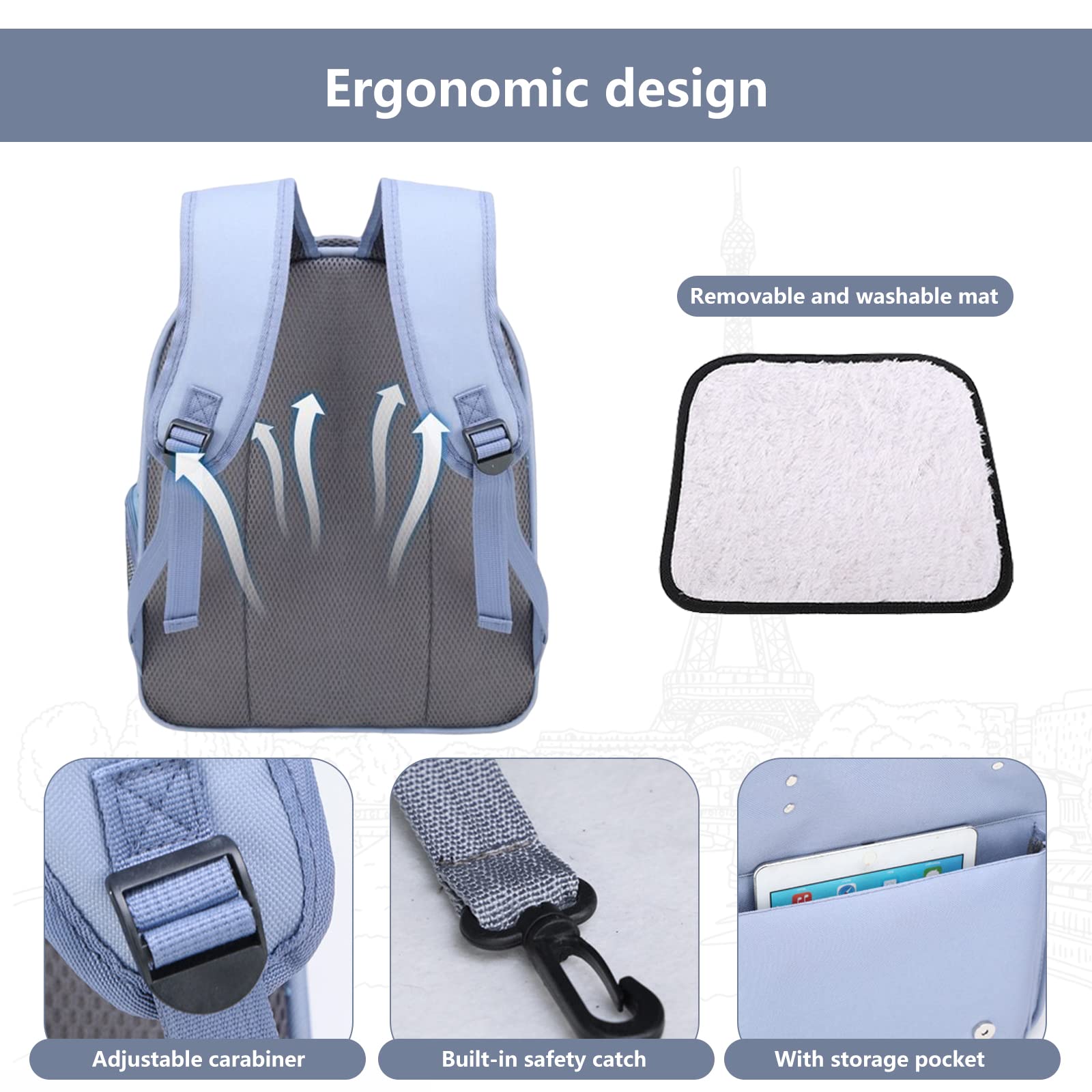 PETCUTE Zaino per Cani Gatti,Trasportino Zaino Porta Cane con Design Ventilato,Tappetino Rimovibile,Borsa Trasporto Morbido per Animali,Zaino Per Animali Domestici con Cintura di Sicurezza Interna