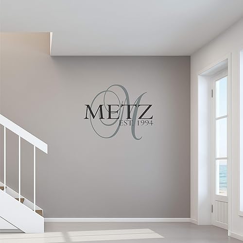 Family Name Decal - Last Name Decal - Personalized Name Wall Decal - Est Year Monogram