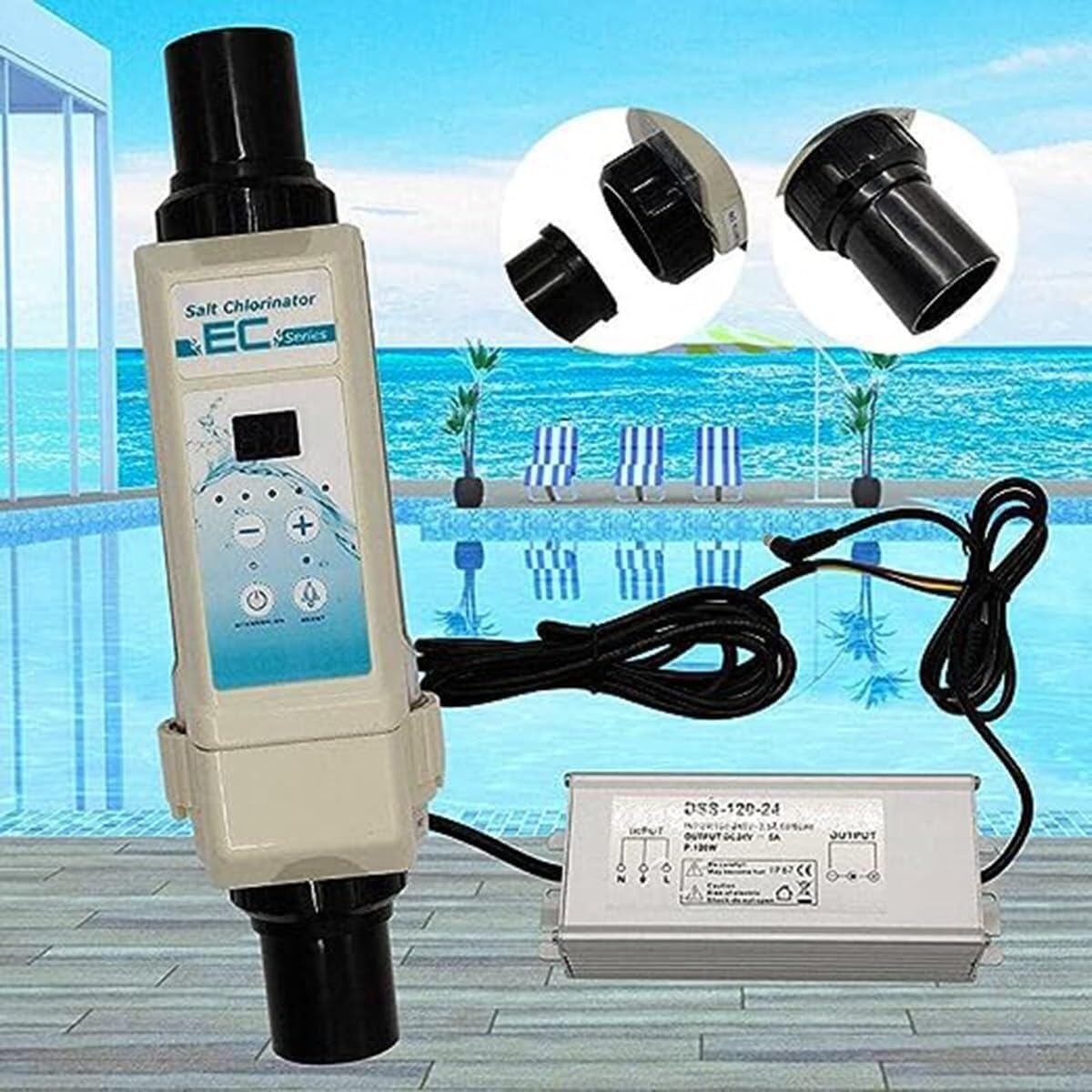 Máquina de Cloro salino, generador de Cloro SPA, electrolizador, clorador salino for Piscina (Size : 8)