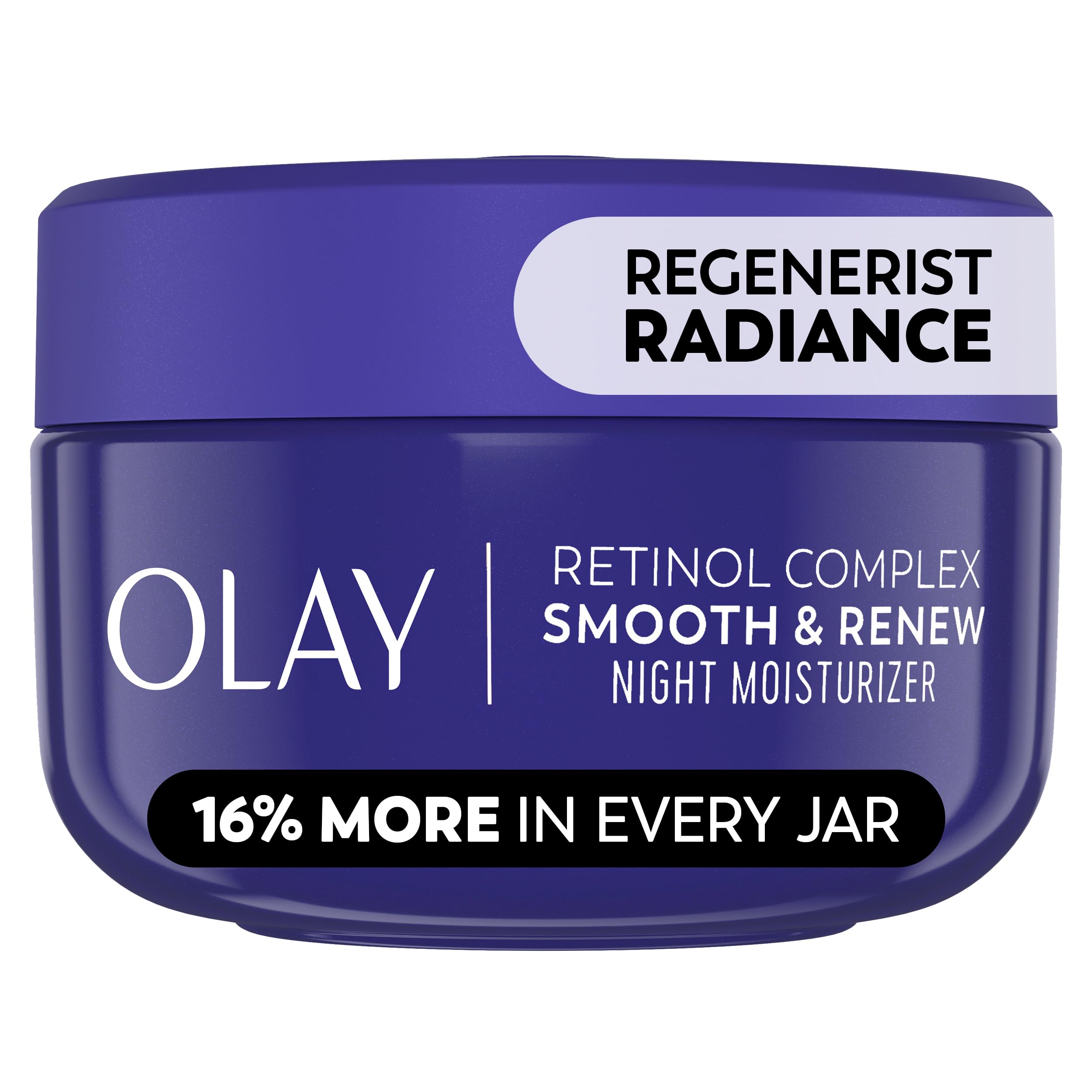 OlayRegenerist Retinol Face Moisturizer, Smooth & Renew Cream for Women, Fragrance-Free - Anti-Aging, Anti-Wrinkle, Fine Lines, Tightening, Brightening - Recyclable Eco Jar, Non-Greasy, 2 Oz