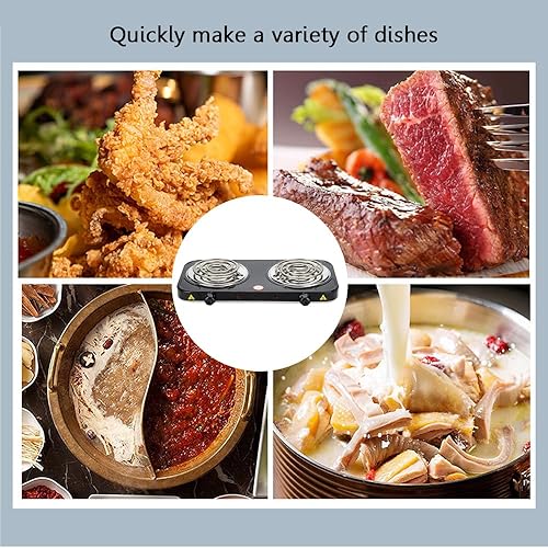 Miniatura 4 de Quemador de encimera compacto y portátil, quemador en espiral doble para encimera, 2000 vatios, controles de temperatura de placa caliente