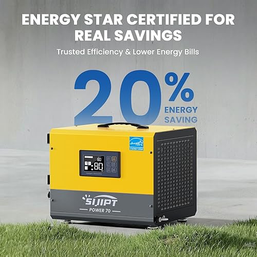 Miniatura 2 de Deshumidificador de espacio de arrastre con bomba, deshumidificador comercial Sijipt de 70 pintas para sótano, deshumidificador Energy Star con