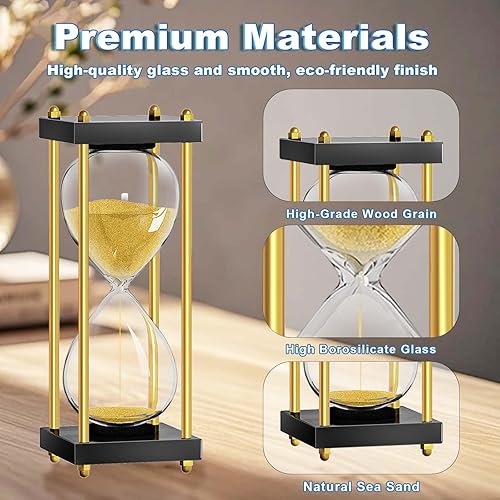 Miniatura 8 de Reloj de arena de arena de 30 minutos reloj de arena de madera pequeño, reloj de arena, reloj de arena de oro antiguo 30 minutos, reloj de arena