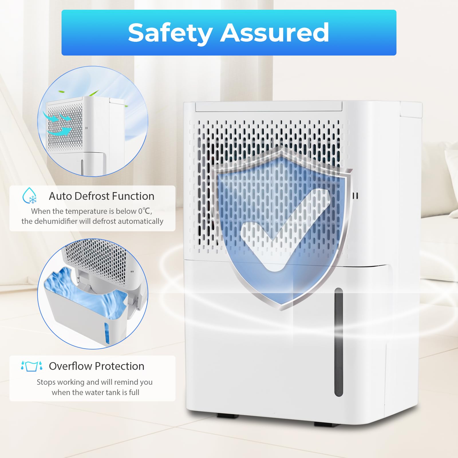 SOARS Deumidificatore 12L/24H, Deumidificatore Elettrico Mobile a 3 Modalità, con Timer 24 Ore, Spegnimento Automatico, Sbrinamento, Display LED, per Appartamenti, Cantine