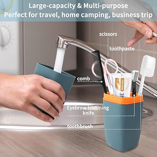 Miniatura 6 de Estuche para cepillo de dientes de viaje, soporte portátil para cepillos de dientes, taza de almacenamiento de pasta de dientes de alta capacidad, 2