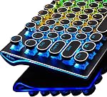 RK ROYAL KLUDGE S108 Style de machine à écrire Rétro mécanique jeu clavier filé avec Vrai RGB Restauré de poignet collapsible rétroéclairé 108-Key Capuchon-clé rond de l'interrupteur bleu - noir