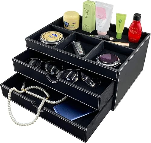 SYRWDXTX Armario de almacenamiento multifuncional para el hogar, archivador de oficina hecho de cuero, cajones y cuatro organizadores separados,