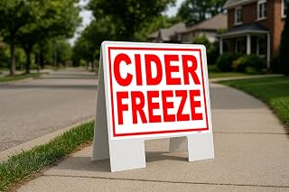 Cider Freeze Red White Folding Coroplast A-Frame with Double-Sided 23in x23in