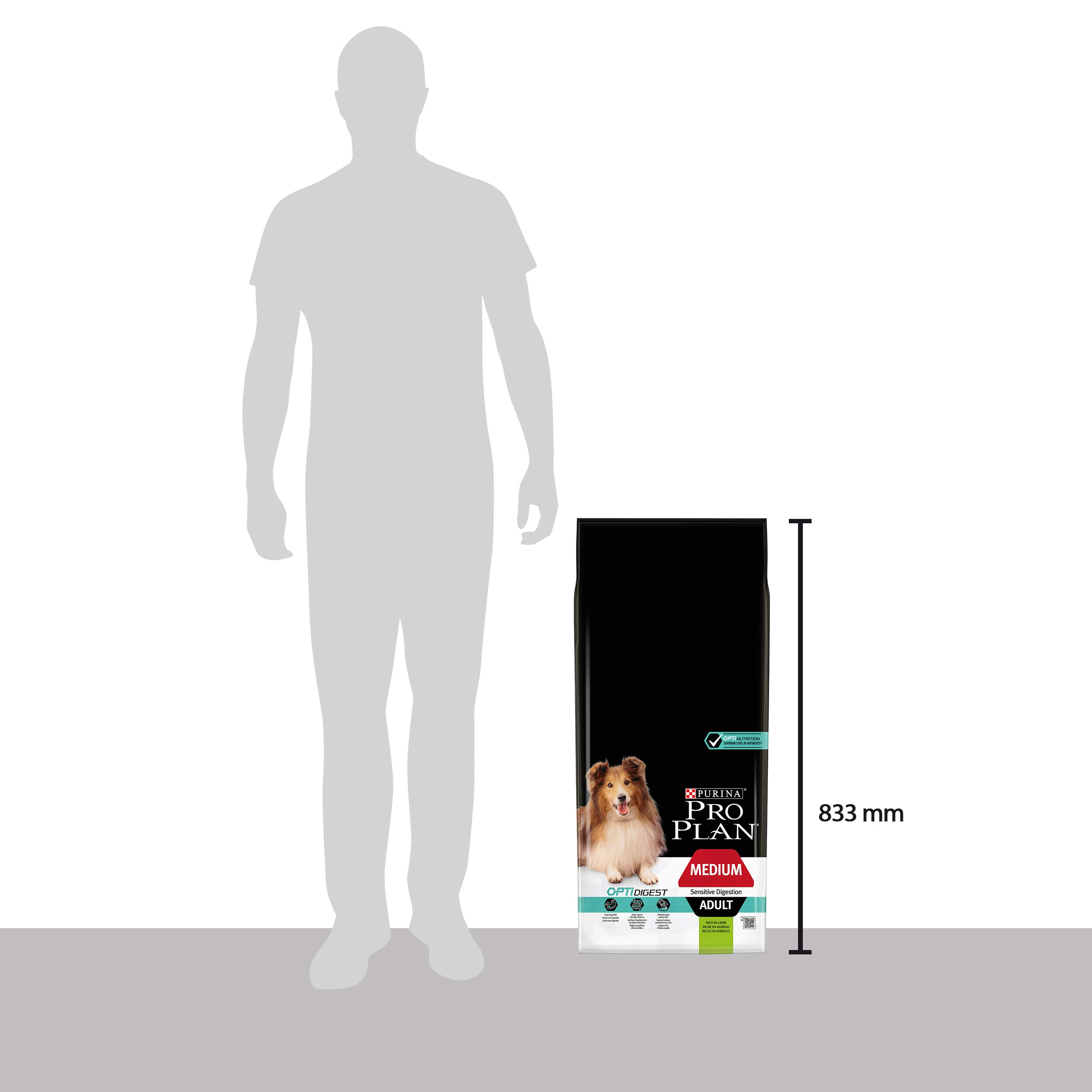 Pro Plan Medium Adult Sensitive Digestion, Hundefutter trocken, reich an Lamm, 1er Pack (1 x 14 kg)