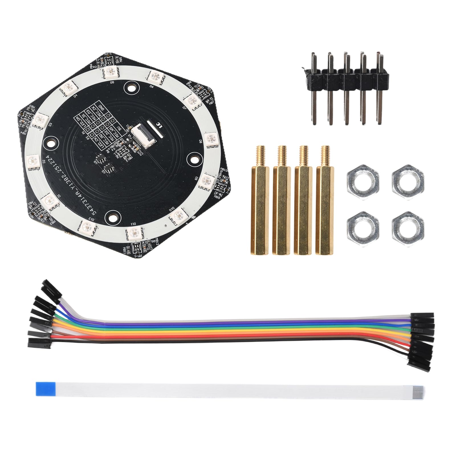 Tablica mikrofonowa 6+1 do lokalizacji źródła dźwięku z interfejsami I2S i programowalnymi diodami LED, zintegrowana struktura Pickup Array