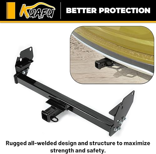 Miniatura 5 de KUAFU Enganche de remolque clase 3 de 2 pulgadas compatible con Toyota Tacoma 2005-2015 repuesto para 13323 acero negro