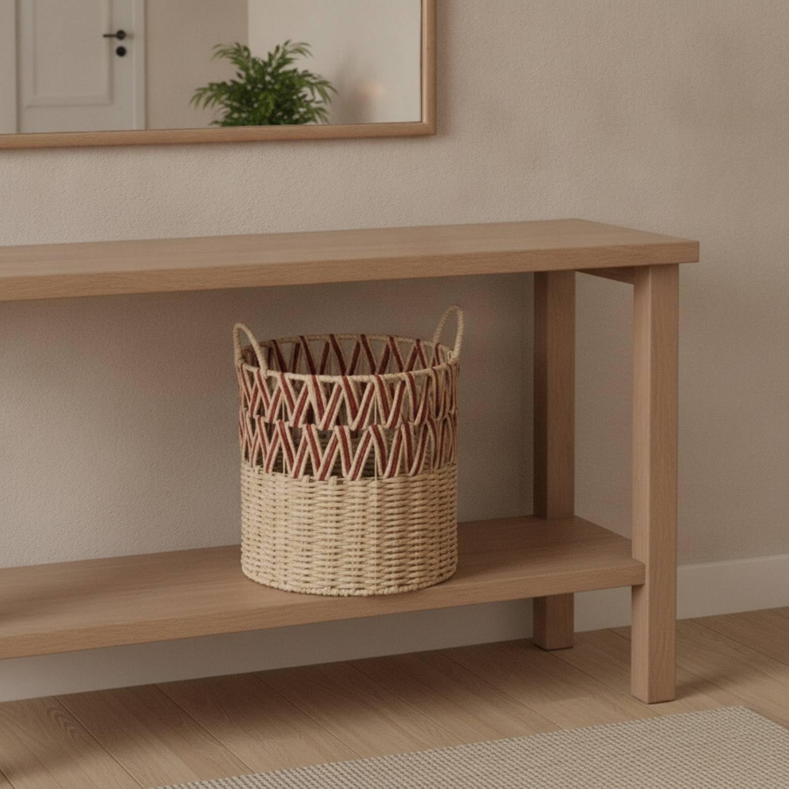 Amagogo Cesto Portabiancheria Cesto Contenitore Cesta Intrecciata Cesto Organizzatore in Rattan Naturale a Doppia Trama con Manici Ad Anello Adatto a Bagno Camera Soggiorno Ripostiglio, size to 3