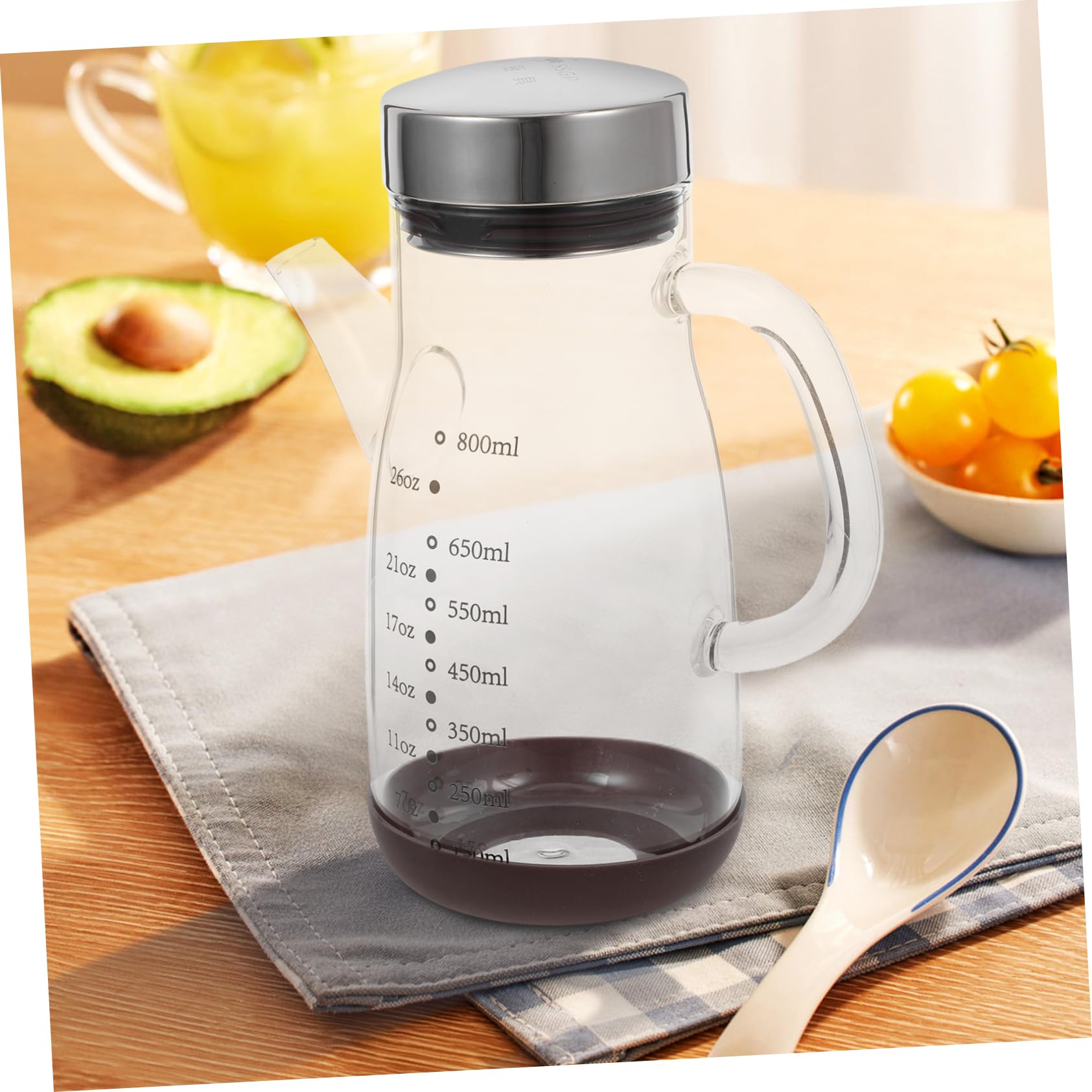 Große Ölflasche aus Hochborigem Glas mit Edelstahl Tropfstopp Rutschfester Boden für Küche Öl und Essig