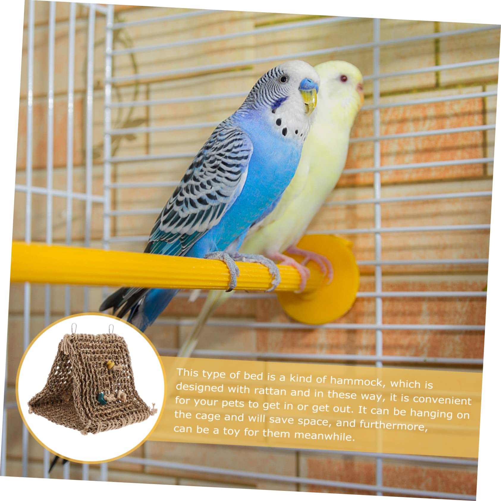 Rattan Papageienbett Nest mit Schnelltrocknendem Material und Hängendem Design Vogelschutz für Käfig Inklusive Zufälligem Zubehör für Vögel Zufälliger Stil