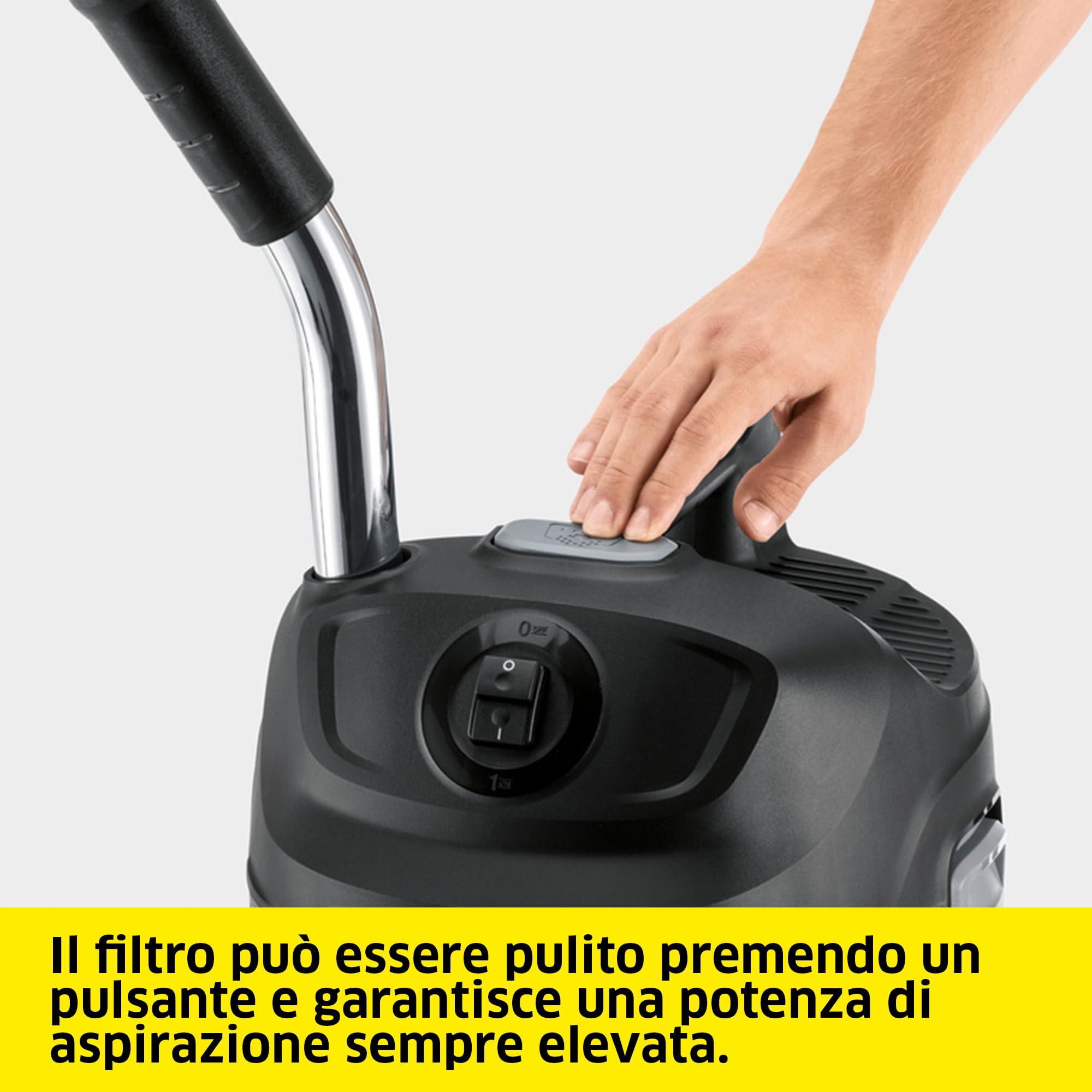 Kärcher AD 2 - Bidone Aspiracenere Portatile, Ignifugo, Filtro Auto-pulente, Aspirazione potente da 150AW, 600W, Contenitore 14L, Giallo/Nero