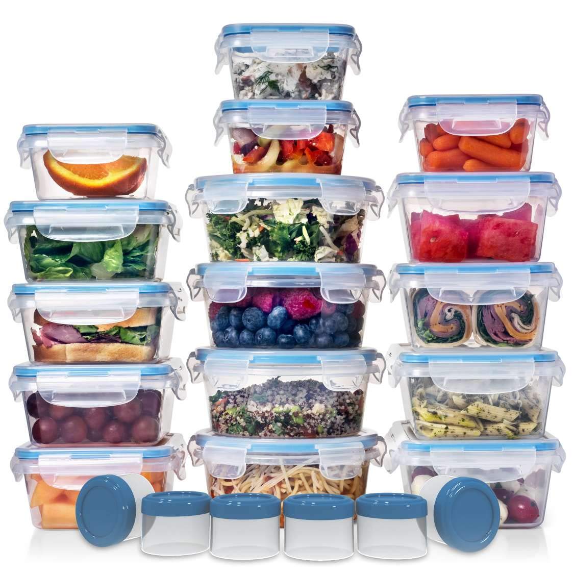 SHAZO KITCHEN HUGE SET (32 Pack) Food Storage Containers with Lids - Plastic Food Containers with Lids - Airtight Leak Proof, Easy Snap Lock Lunch Box, BPA-Free Plastic Storage Container Set