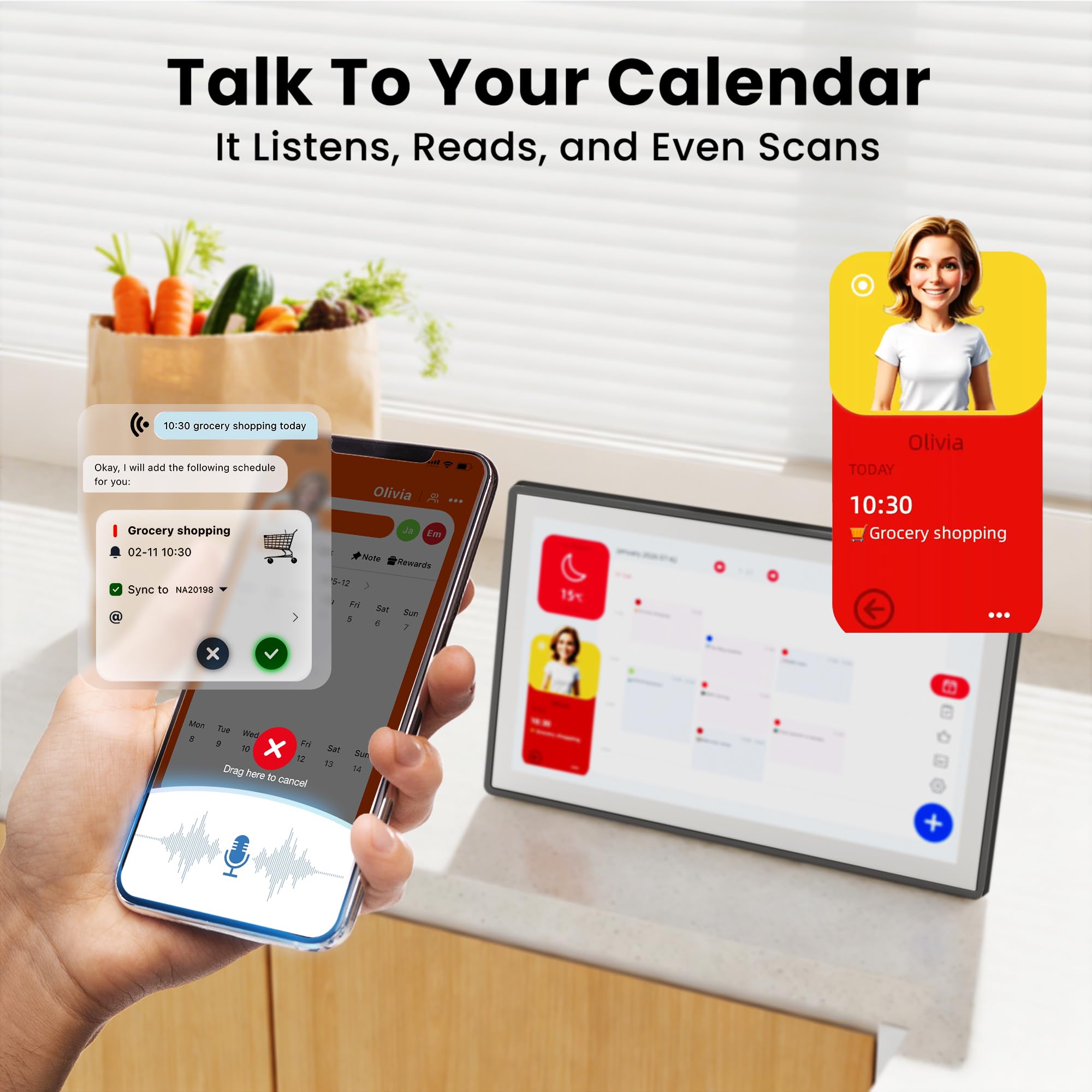 Pastigio Smart Digital Kalender, 15,6 Zoll Elektronischer Touchscreen Familie AI Kalender & Aufgabendiagramm mit Aufgaben Belohnungen Kein Abonnement Digitaler Bilderrahmen Wand & Tischhalterung