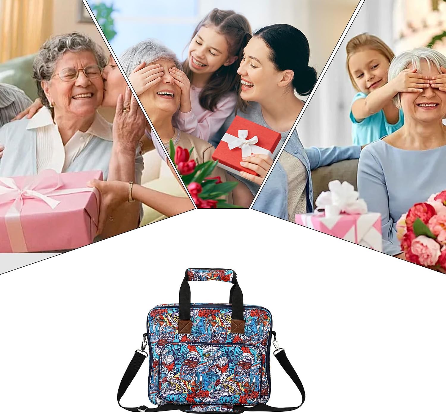 Embroidery Project Bag - Portable Sewing Supplies Storage Organizer, Craft Carrying Case | Holder for Embroidery Floss Kits Crochet Tools, Travel Craft Bag for Needlework Hobby Accessories