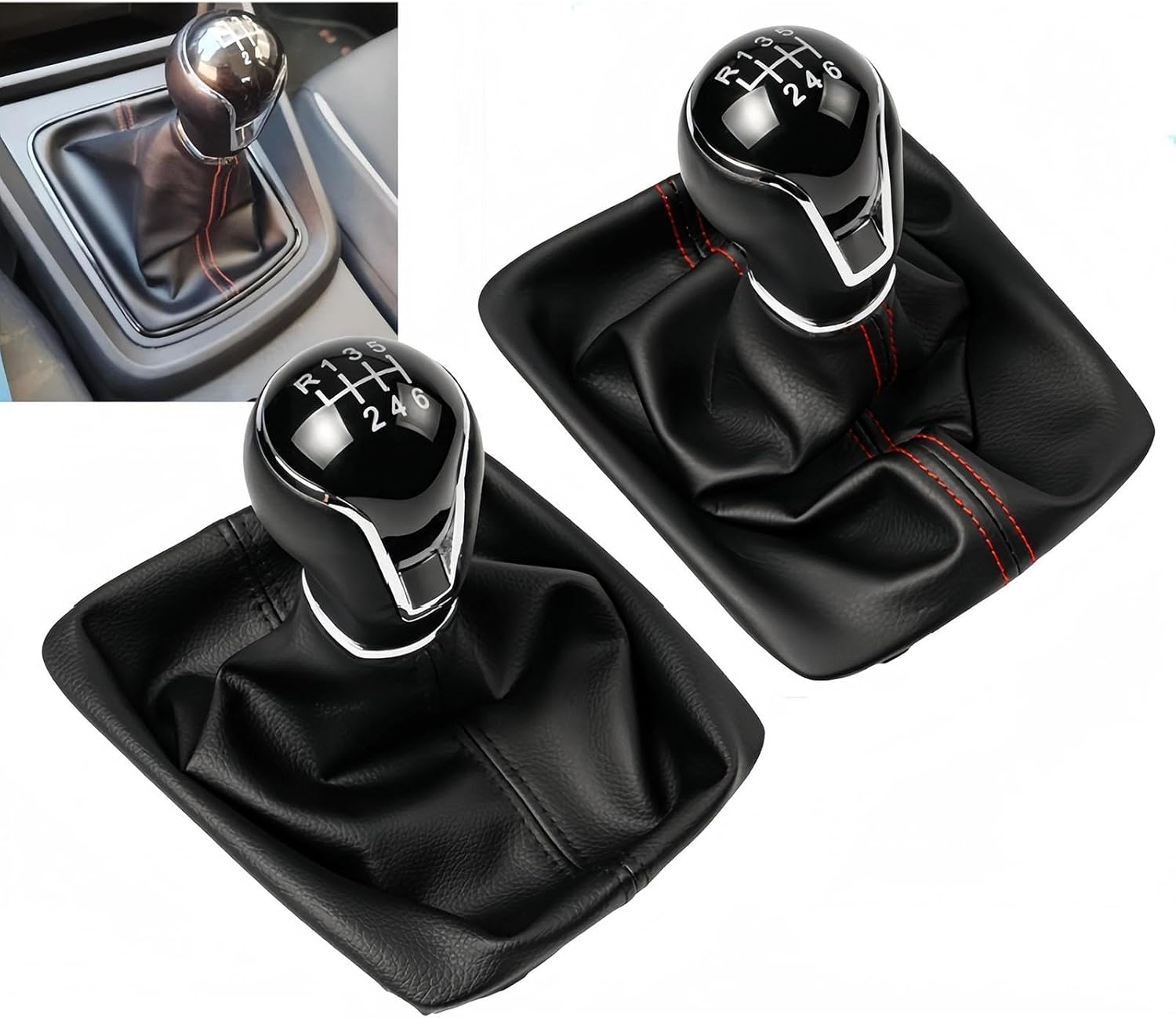 Oulesh Shift Boot for Seat Leon Iii 3 Mk3 2012-2020, 5/6 Speed Gear Shift Knob Gaiter Boot Cover Case Car Styling Accessories
