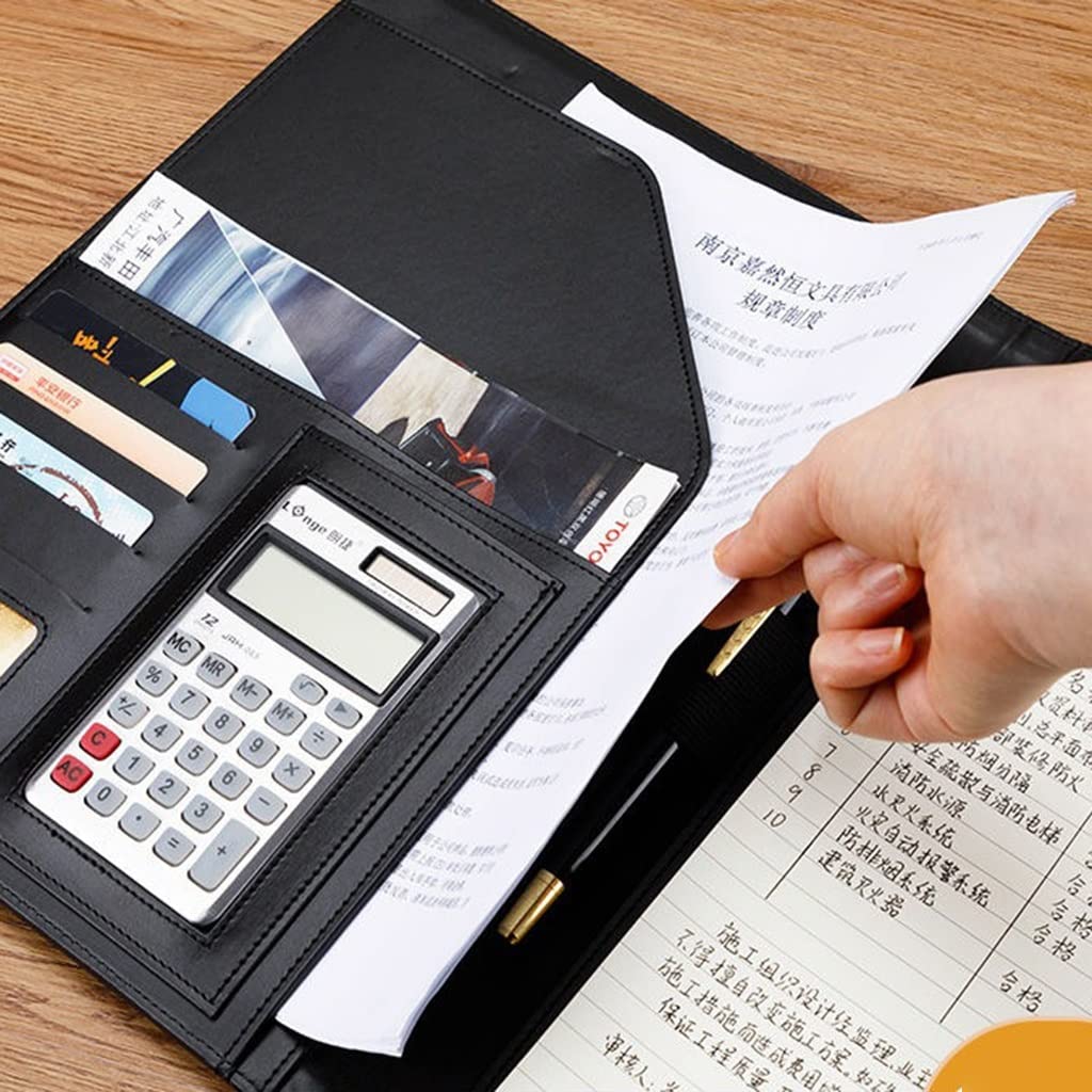 Ledermappe A4 Padfolio-Klemmbrett mit Aufbewahrungsmappe mit nachfüllbarem A4-PU-Leder für Business-Studenten, Büro, Krankenschwester, Vorstellungsgespräch, Lebenslauf, Training