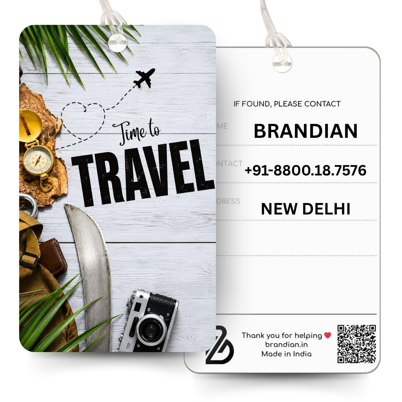 Brandian Luggage and Bag Tags - Time to Travel Elevate Your Game With Our Exclusive Essential International Essentials With Silicone Band (Multicolour)-image-49