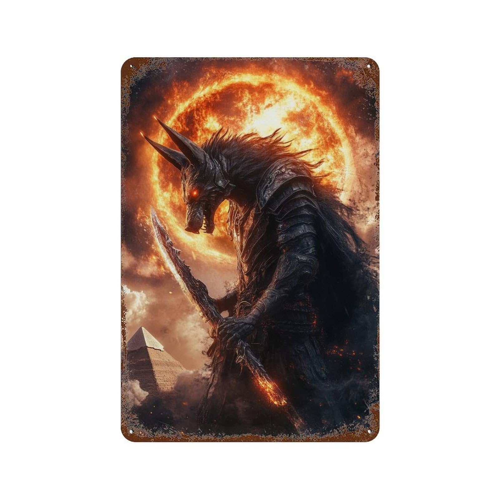 Dark Fantasy Monster Artwork Vintage Wall Sign 11.8"x7.9", Rust Effect Metal Decor for Garage, Bar And Workshop Decor