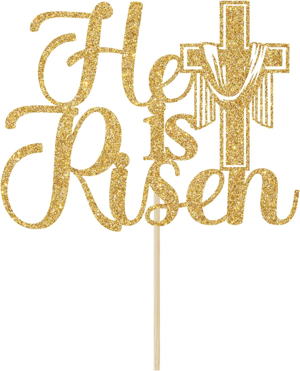 He is Risen Cake Topper, Jesus Easter Party Decor, Religious Holiday Cake Decorations, Spring Easter Party Decorations Gold Glitter