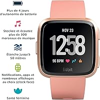 Vista 2 de Fitbit Versa Smart Watch, Peach/Rose Gold Aluminium, One Size (S & L Bands Included)